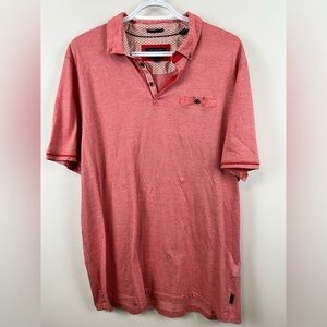 Ted Baker Red Stripe Polo Shirt Medium Tall Size 7 Cotton